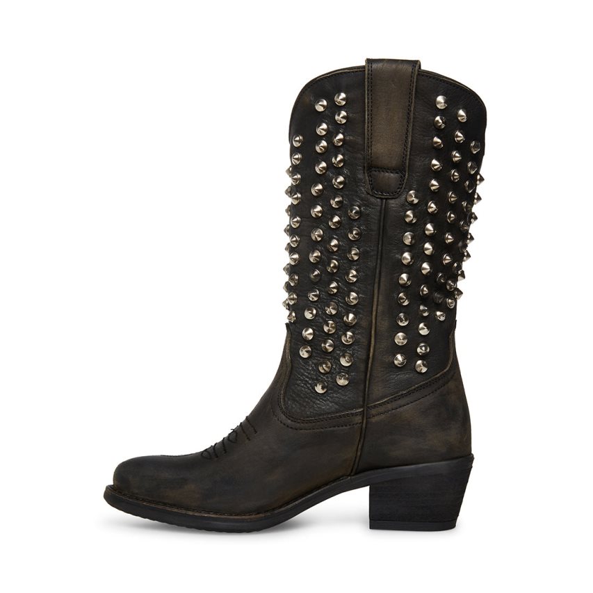 Botas Altas Steve Madden Hayward-s Distressed Mujer Negras | ES TU0612